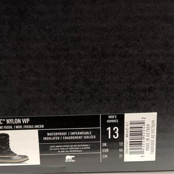 Sorel Men’s 1964 PAC Nylon, Black Waterproof Winter Boots, Size 13M - Picture 6 of 6